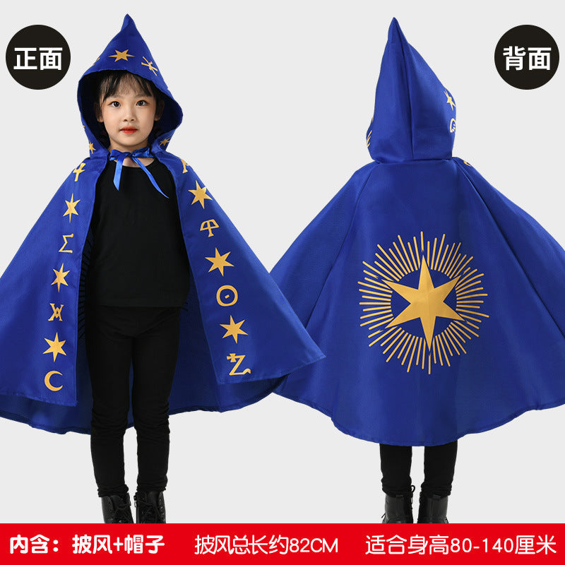 Halloween Wizard Cape Cloak Costume For Kids Party