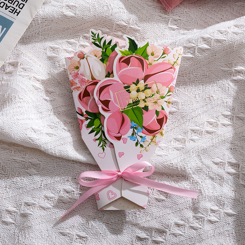 3D Cross-Border Bouquet Butterfly Gold Foil Greeting Card Valentine Christmas Thank You Gift Note