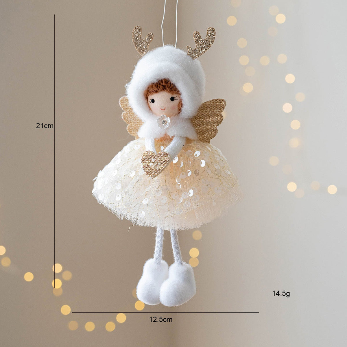 Christmas Decor Mesh Furry Hat Antlers Angel Eyes Girl