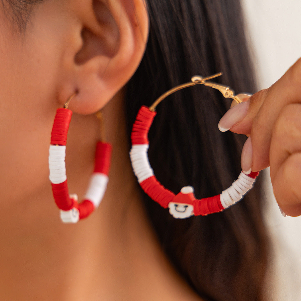 Christmas Colorful Polymer Clay Earrings Set Hand-Painted