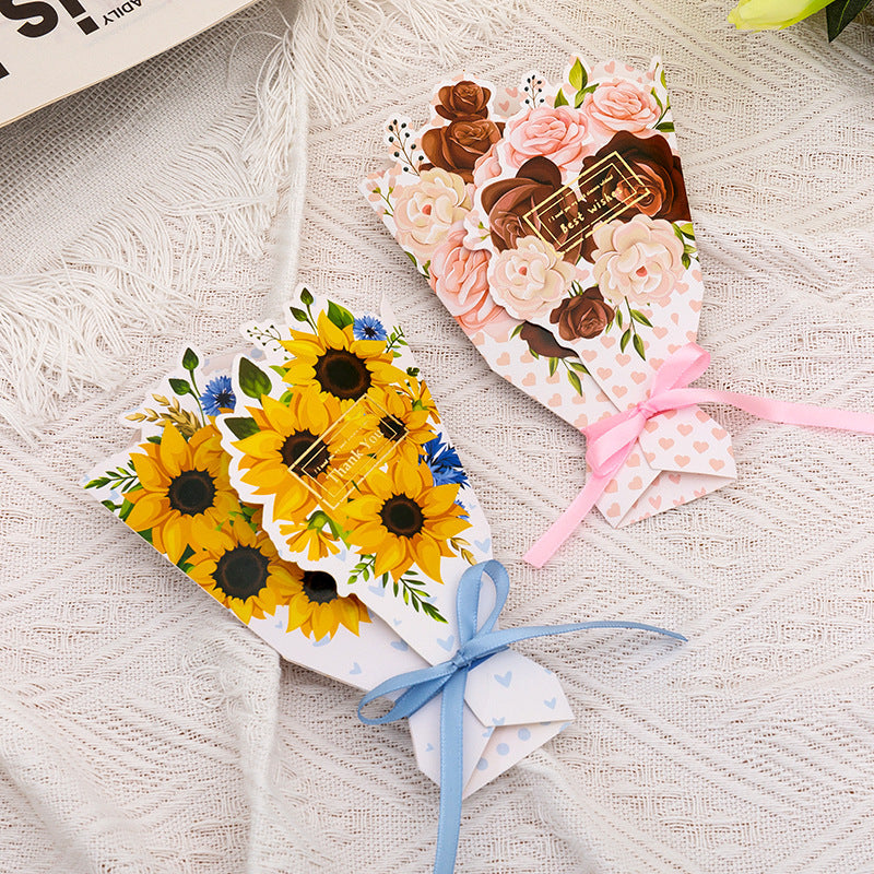 3D Cross-Border Bouquet Butterfly Gold Foil Greeting Card Valentine Christmas Thank You Gift Note