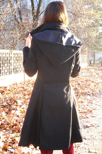 PLUS SIZE ASYMMETRIC TURN DOWN COLLAR BUTTON COAT OVERCOAT