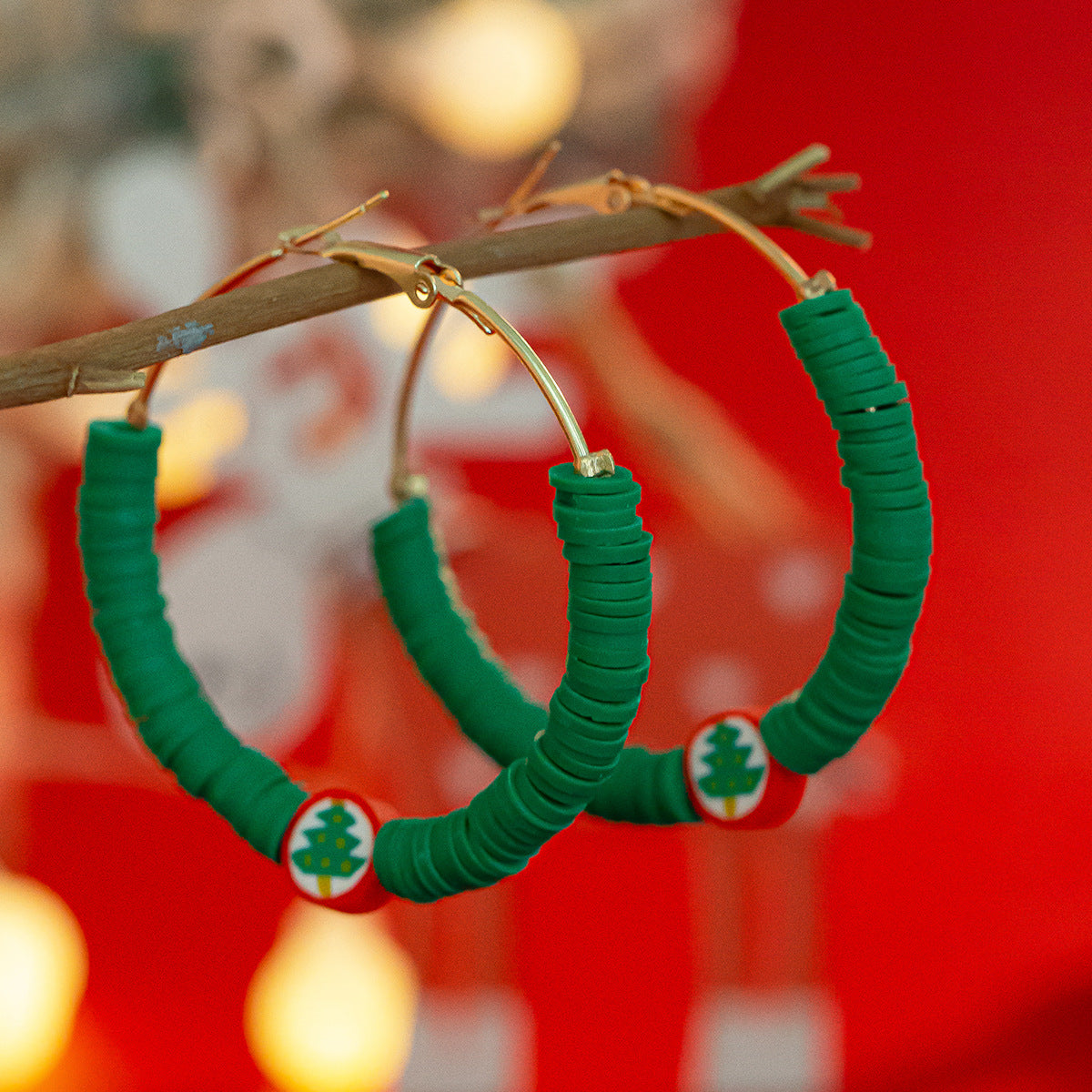 Christmas Colorful Polymer Clay Earrings Set Hand-Painted