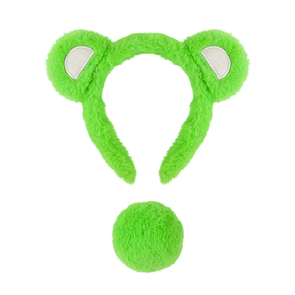 5pcs/Set Halloween Animal Headband Bear Ears Strawberry Bear Plush Nose Set