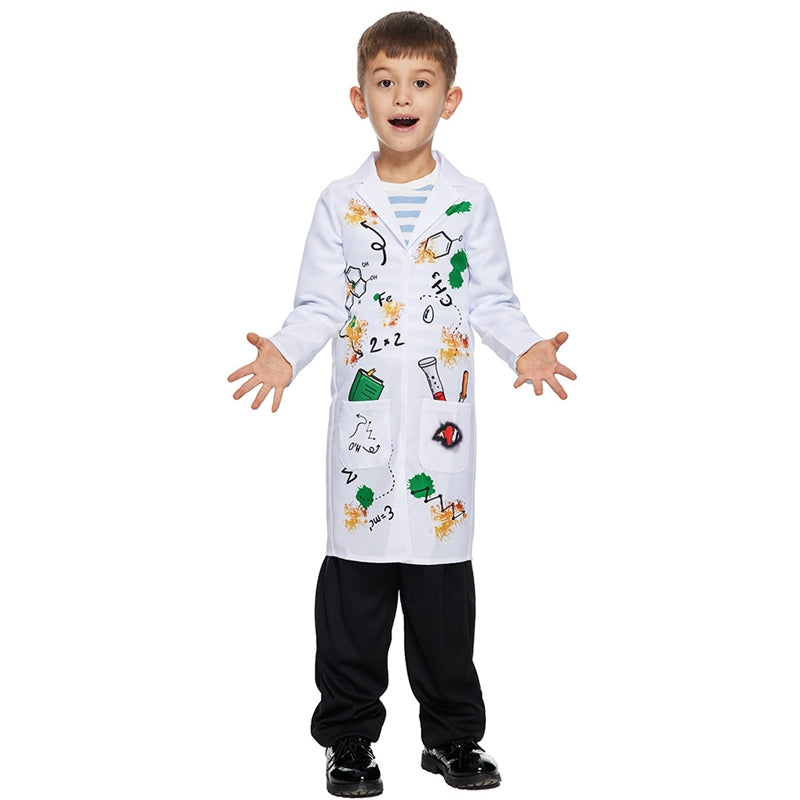 Kids Scientist Cosplay Halloween Party Stage Costume