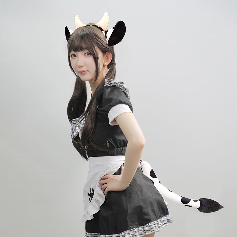 Halloween Cow Headband Ears Tail Costume Set Kids