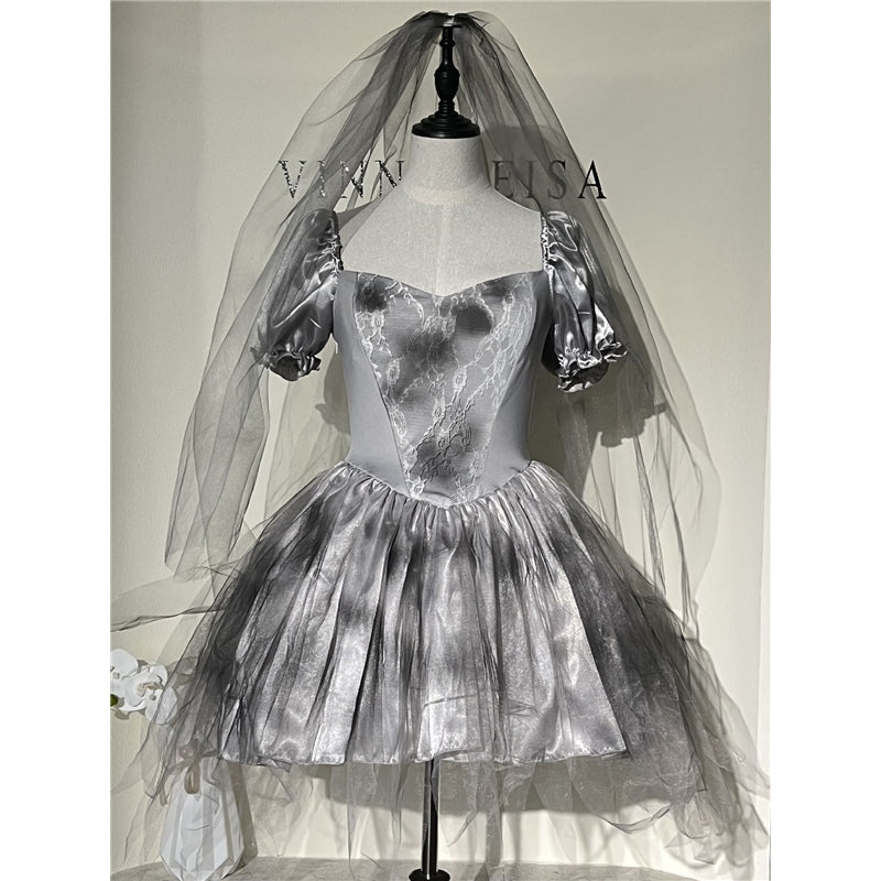 Halloween Vampire Zombie Bride Dress Cosplay Costume