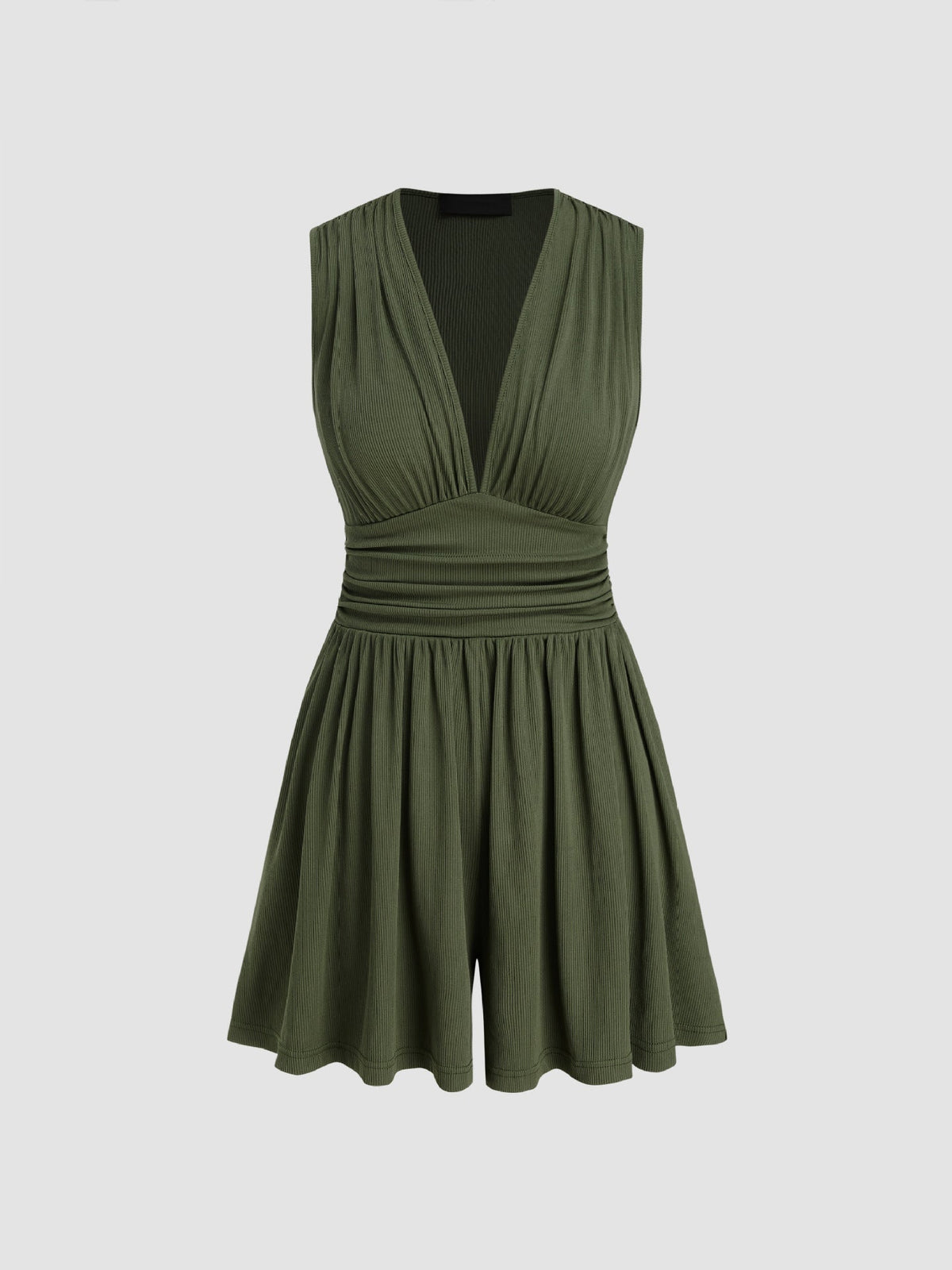Women Elegant V-Neck Knitted Solid Color Sleeveless Dress