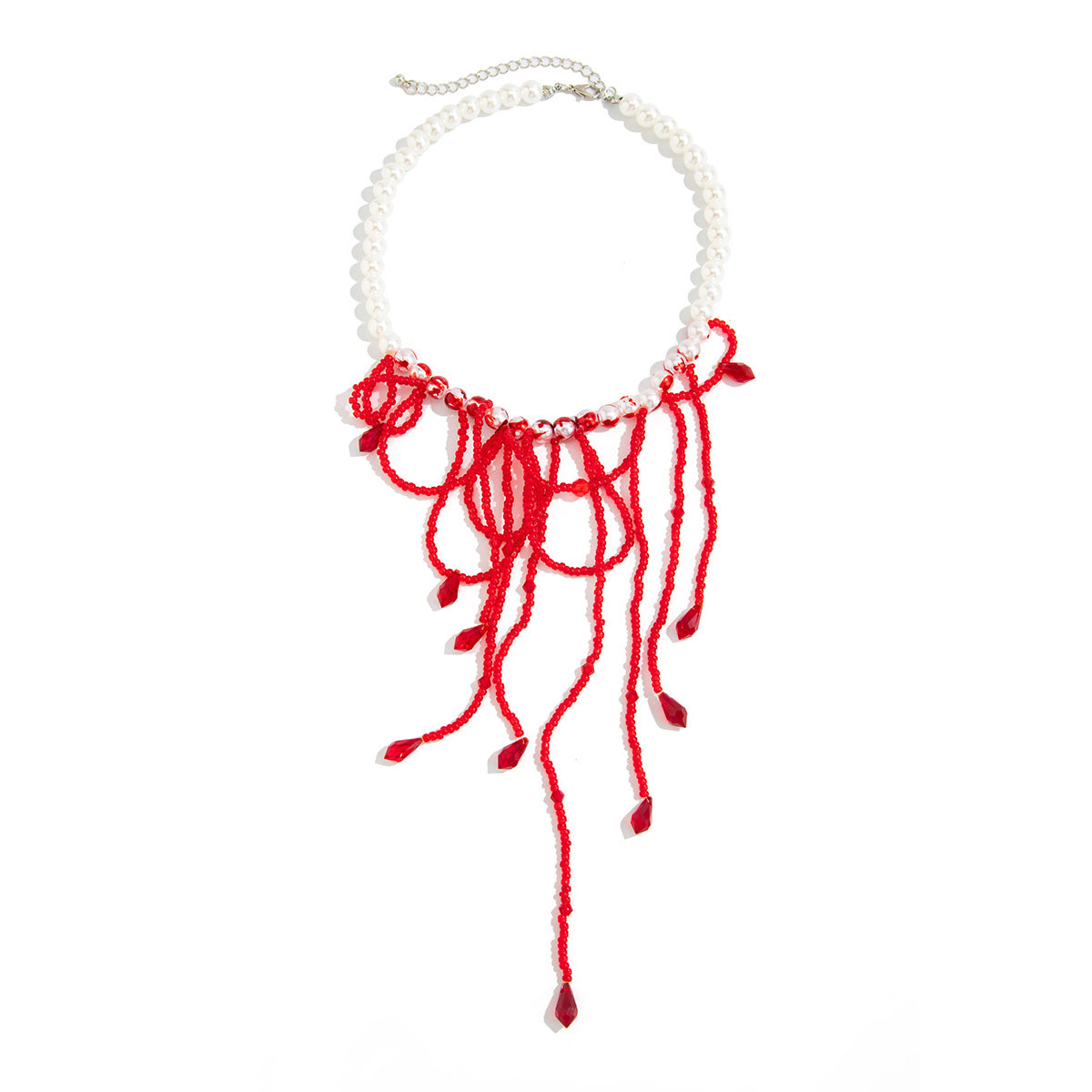 Sweet Gothic Dripping Crystal Fringe Necklace Halloween Bead