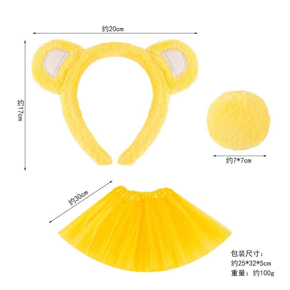 5pcs/Set Halloween Animal Headband Bear Ears Strawberry Bear Plush Nose Set