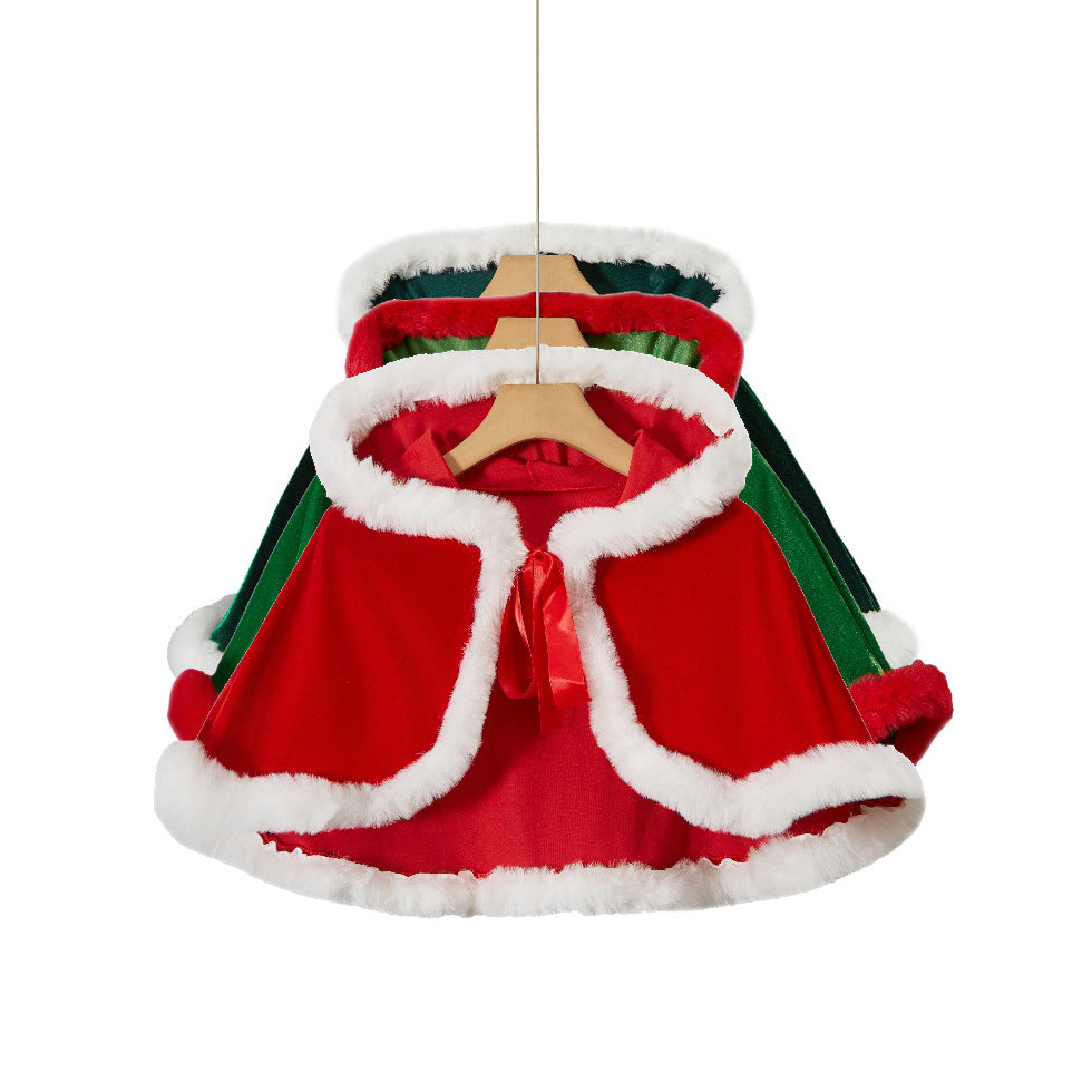 Rabbit Fur Hooded Christmas Cloak Party Costume