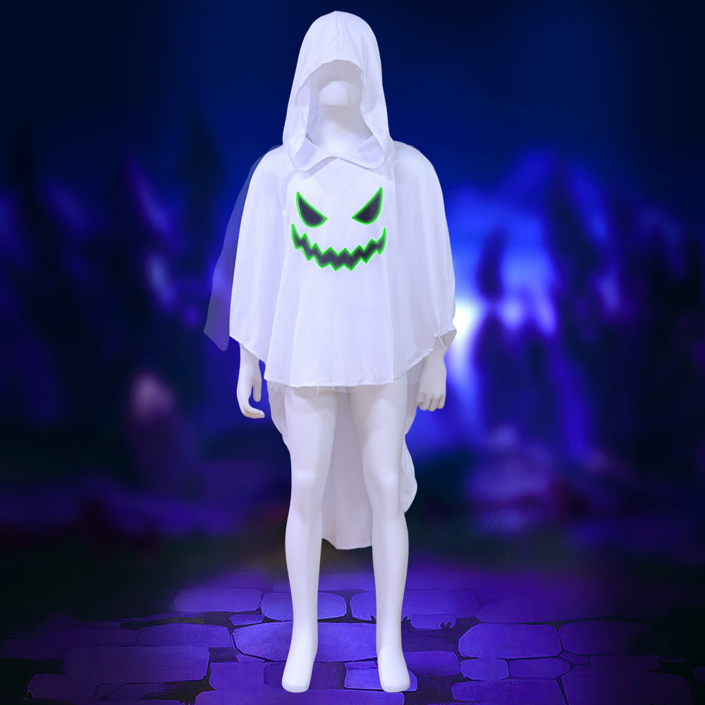 Glow-In-The-Dark Ghost Cape Halloween Costume For Kids