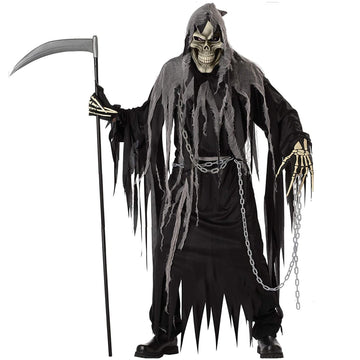 Halloween Grim Reaper Costume With Scythe For Adults