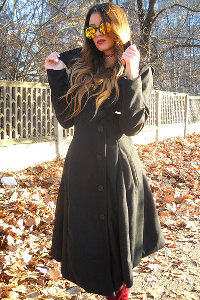 PLUS SIZE ASYMMETRIC TURN DOWN COLLAR BUTTON COAT OVERCOAT
