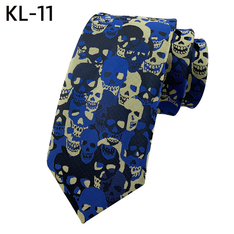 6Cm Narrow Skull Halloween Tie