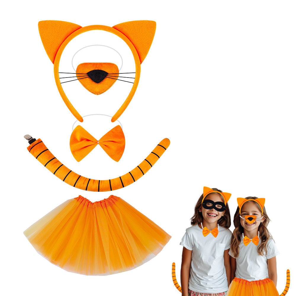 Kids Cosplay Cat Ears Headband Orange Role Play Accessory