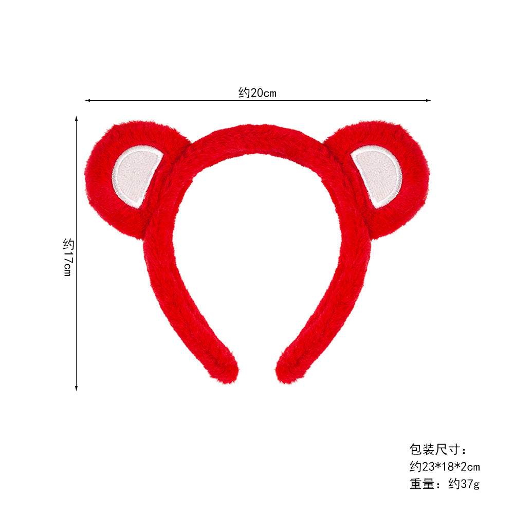 5pcs/Set Halloween Animal Headband Bear Ears Strawberry Bear Plush Nose Set