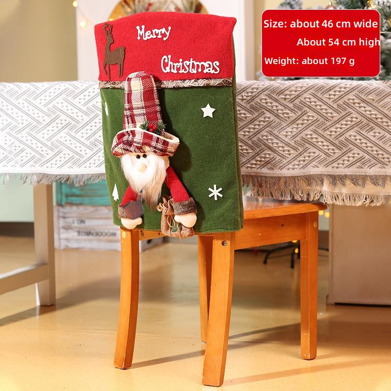Christmas Chair Cover Santa Snowman 3D Plush Home Decor
