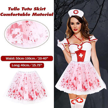 Halloween Blood Red Tutu Skirt Cosplay Costume