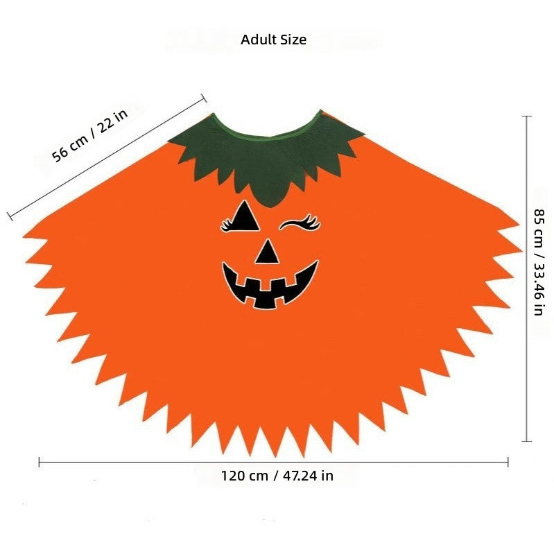 Halloween Glow-In-The-Dark Pumpkin Cape Cloak Hat Headband Set