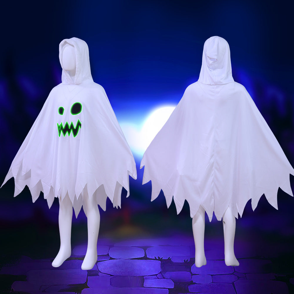 Glow-In-The-Dark Ghost Cape Halloween Costume For Kids