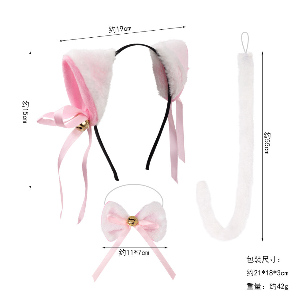 Halloween Black Cat Ears Headband With Bell Costume
