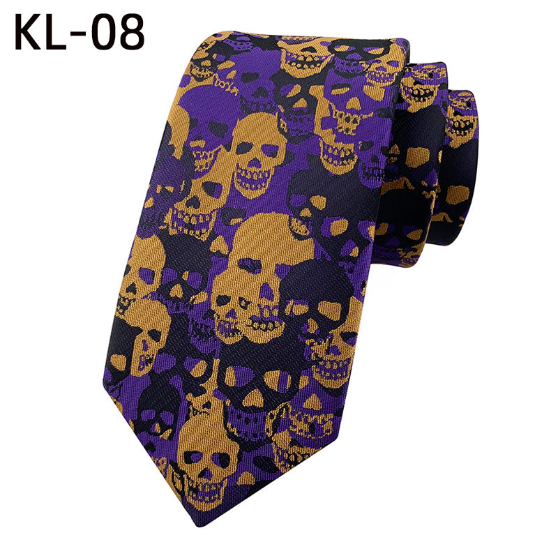 6Cm Narrow Skull Halloween Tie