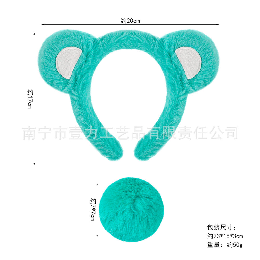 5pcs/Set Halloween Animal Headband Bear Ears Strawberry Bear Plush Nose Set