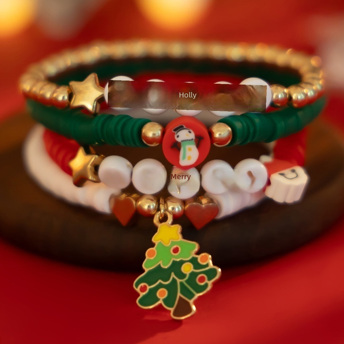 Christmas Clay Beads Bracelet CCB Star Letter Charms