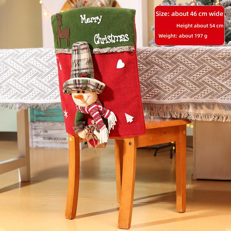 Christmas Chair Cover Santa Snowman 3D Plush Home Decor