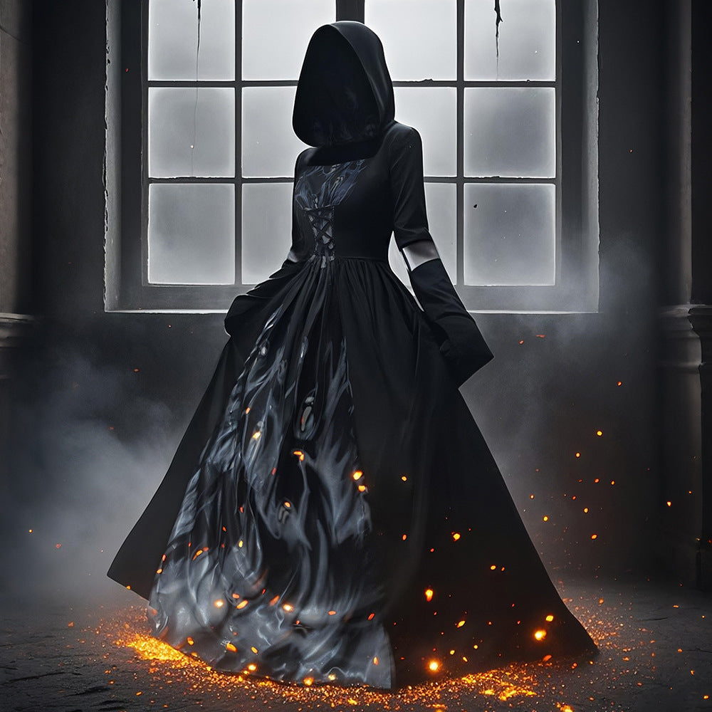 Witch Dress With Hood For Halloween Cosplay Stage Performance