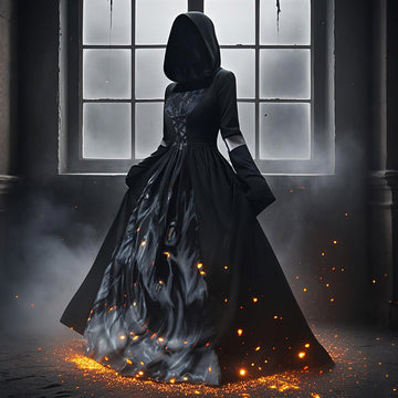 Witch Dress With Hood For Halloween Cosplay Stage Performance
