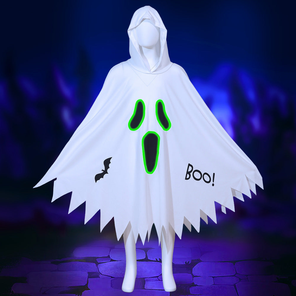 Glow-In-The-Dark Ghost Cape Halloween Costume For Kids