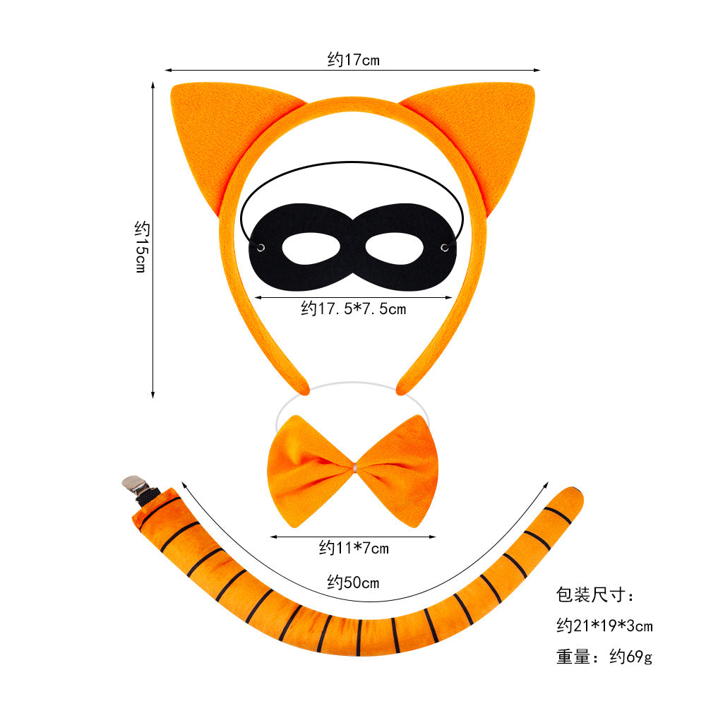 Kids Cosplay Cat Ears Headband Orange Role Play Accessory