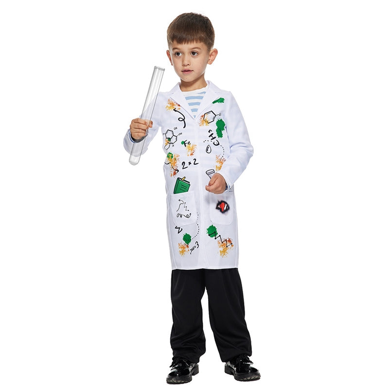 Kids Scientist Cosplay Halloween Party Stage Costume