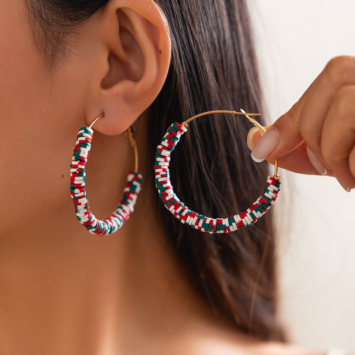 Christmas Colorful Polymer Clay Earrings Set Hand-Painted