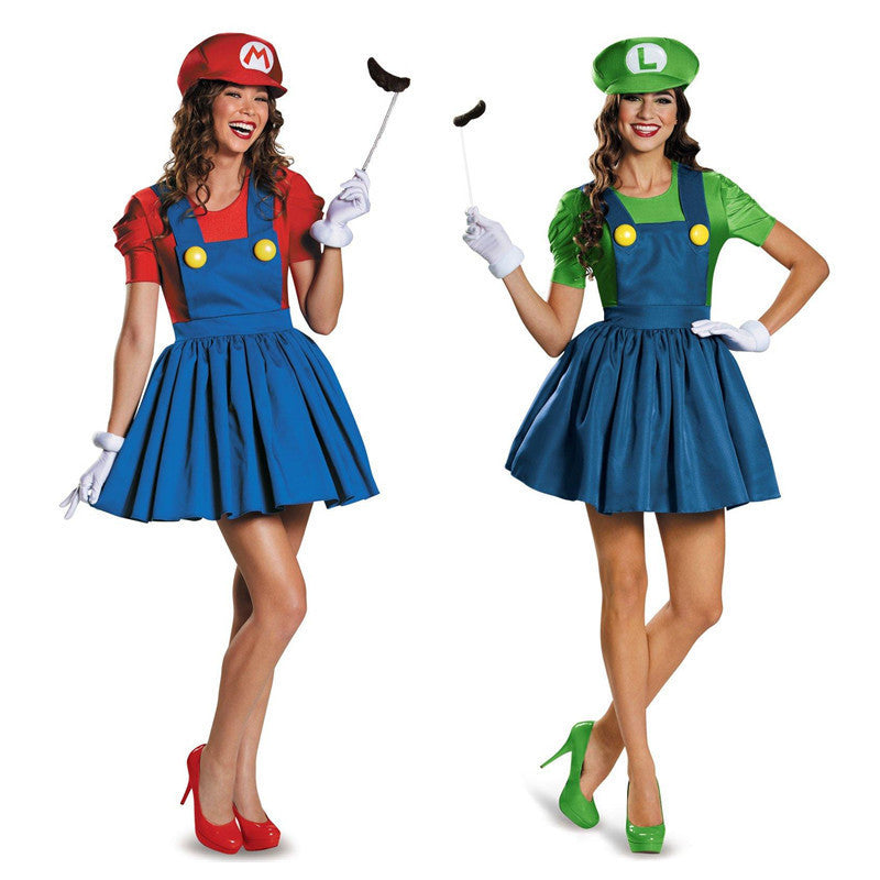 Adult Women's Mario Costume Halloween Dress Stage Outfit