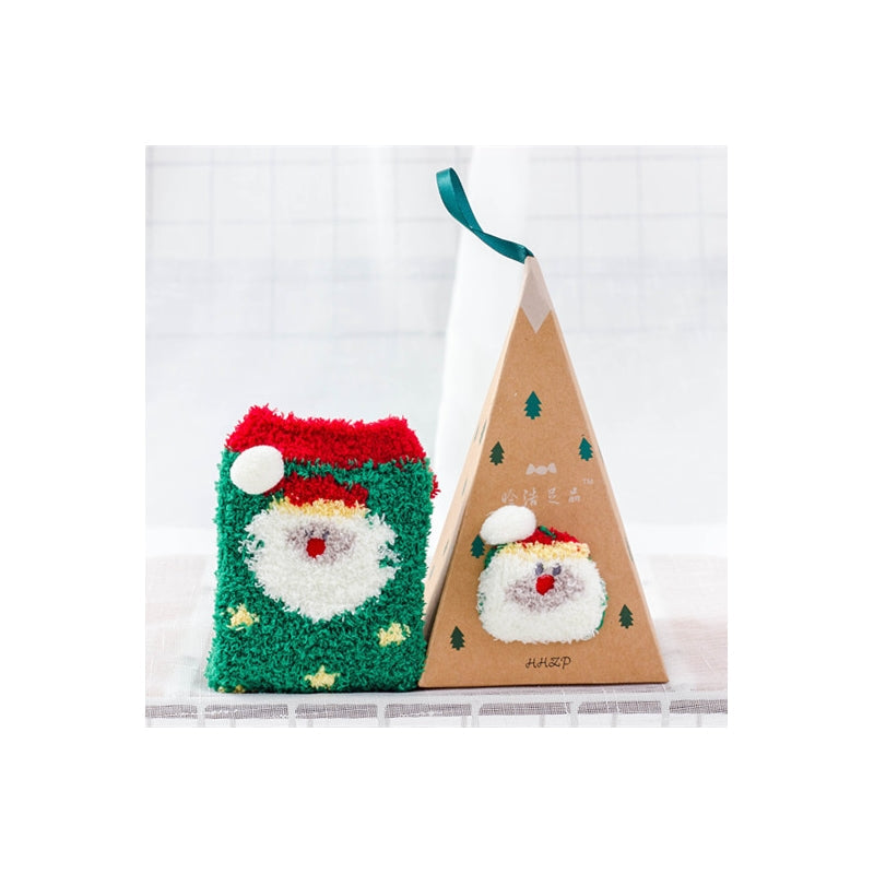 Winter Coral Fleece Christmas Socks