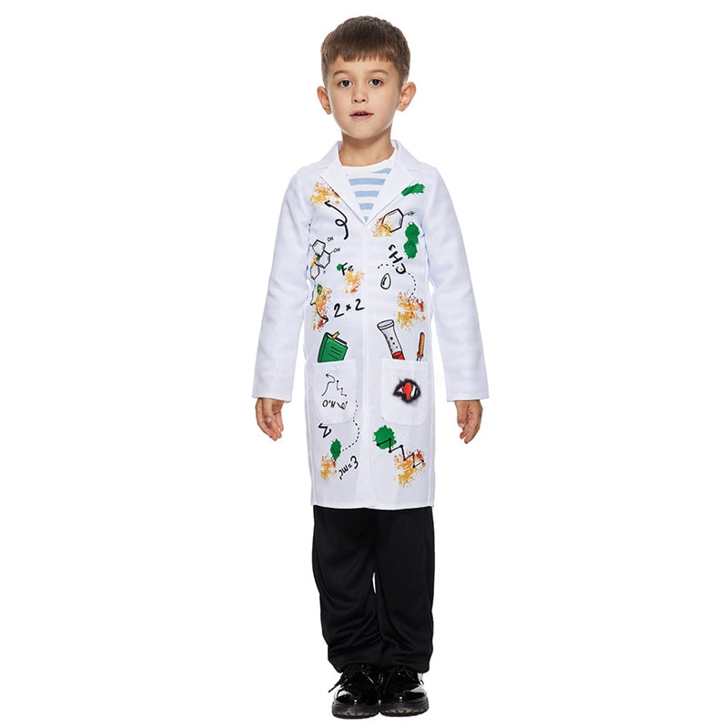 Kids Scientist Cosplay Halloween Party Stage Costume