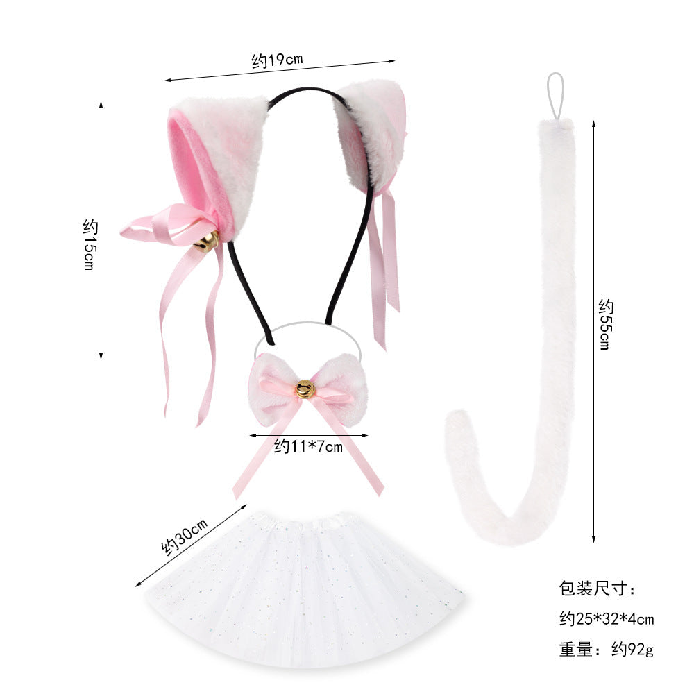 Halloween Black Cat Ears Headband With Bell Costume