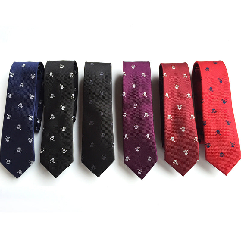 6Cm Narrow Skull Halloween Tie