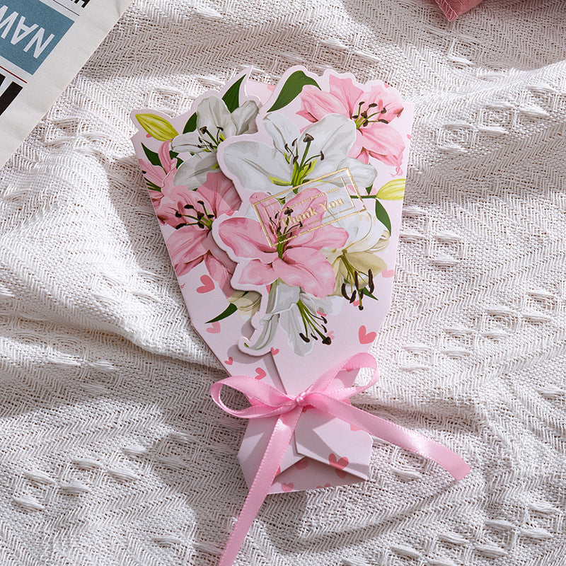 3D Cross-Border Bouquet Butterfly Gold Foil Greeting Card Valentine Christmas Thank You Gift Note