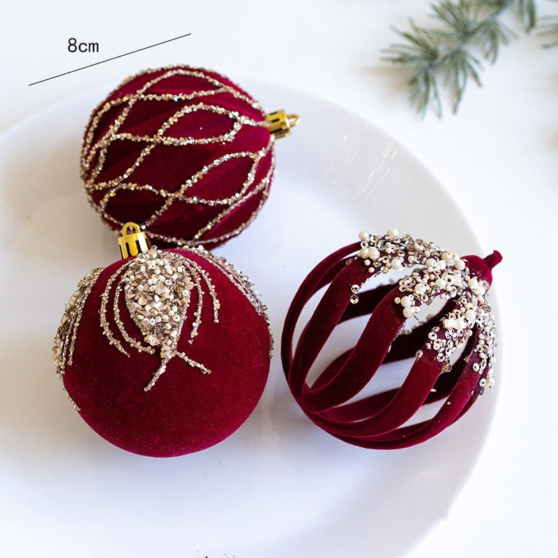 8Cm Red Velvet Christmas Ball Box