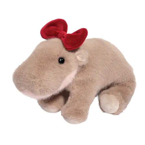 Douglas 8 Inch Holiday Hippo with Bow Plush Toy