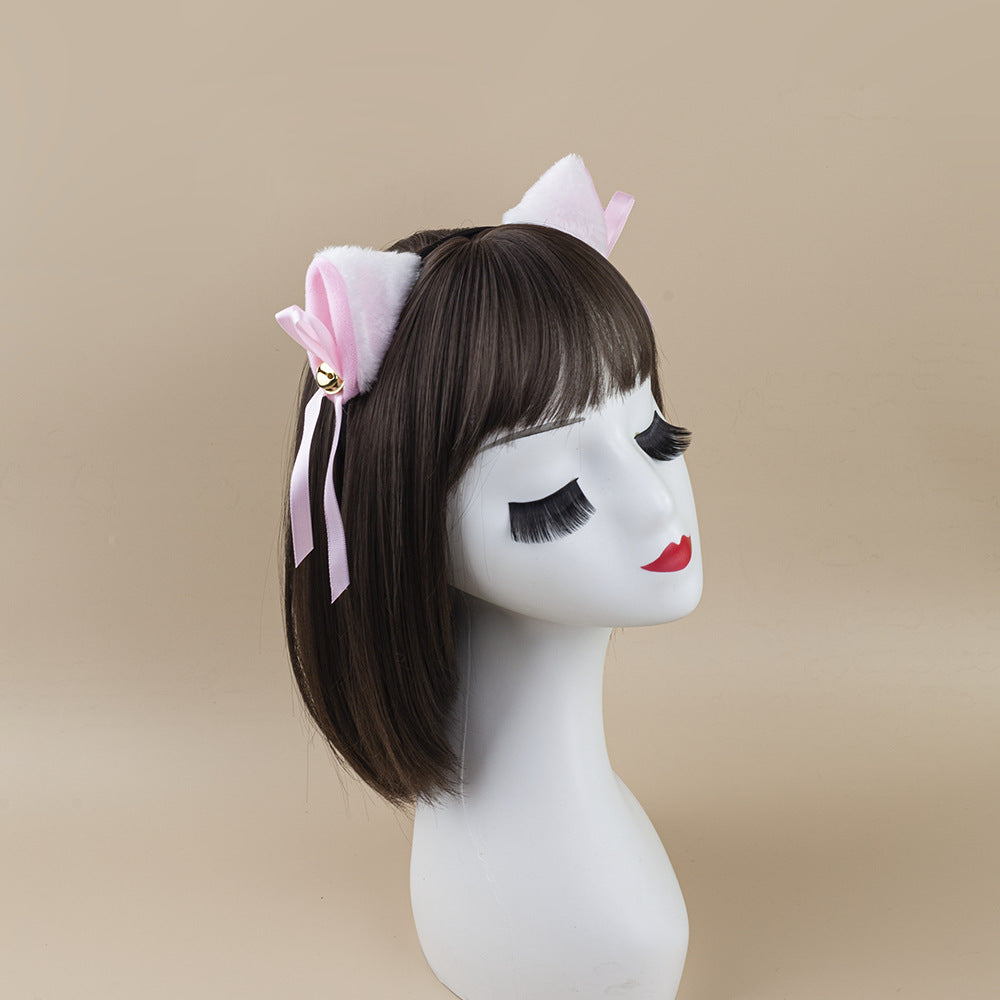 Halloween Black Cat Ears Headband With Bell Costume