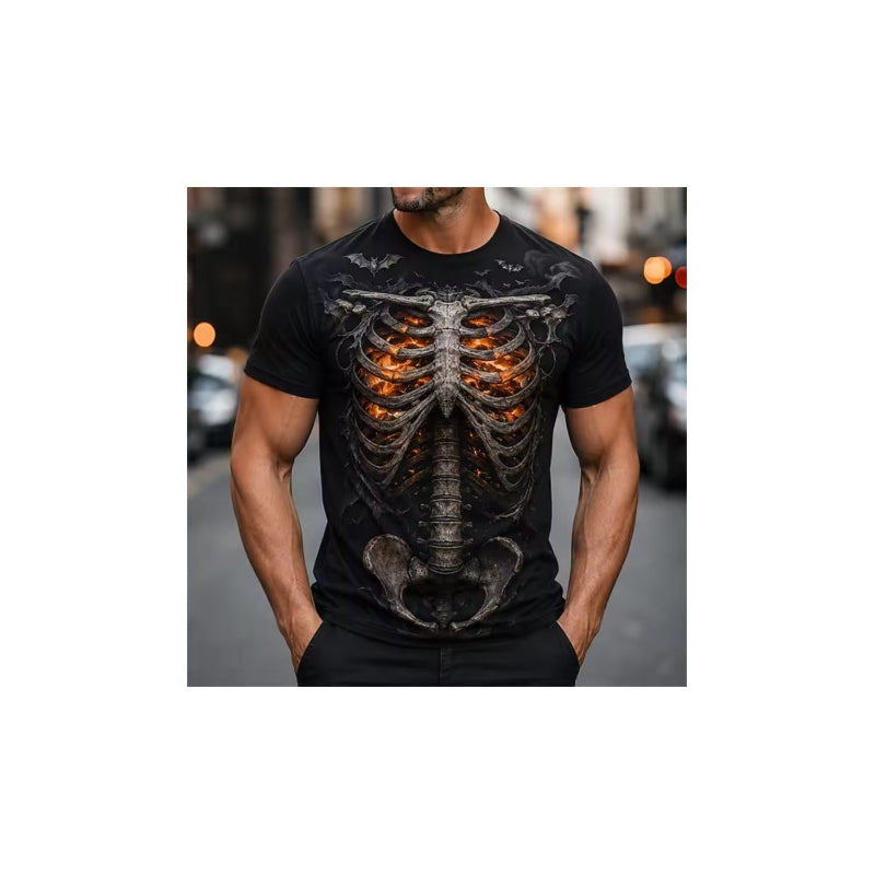 Men's Halloween T-Shirt Graveyard Scarecrow Pumpkin Print