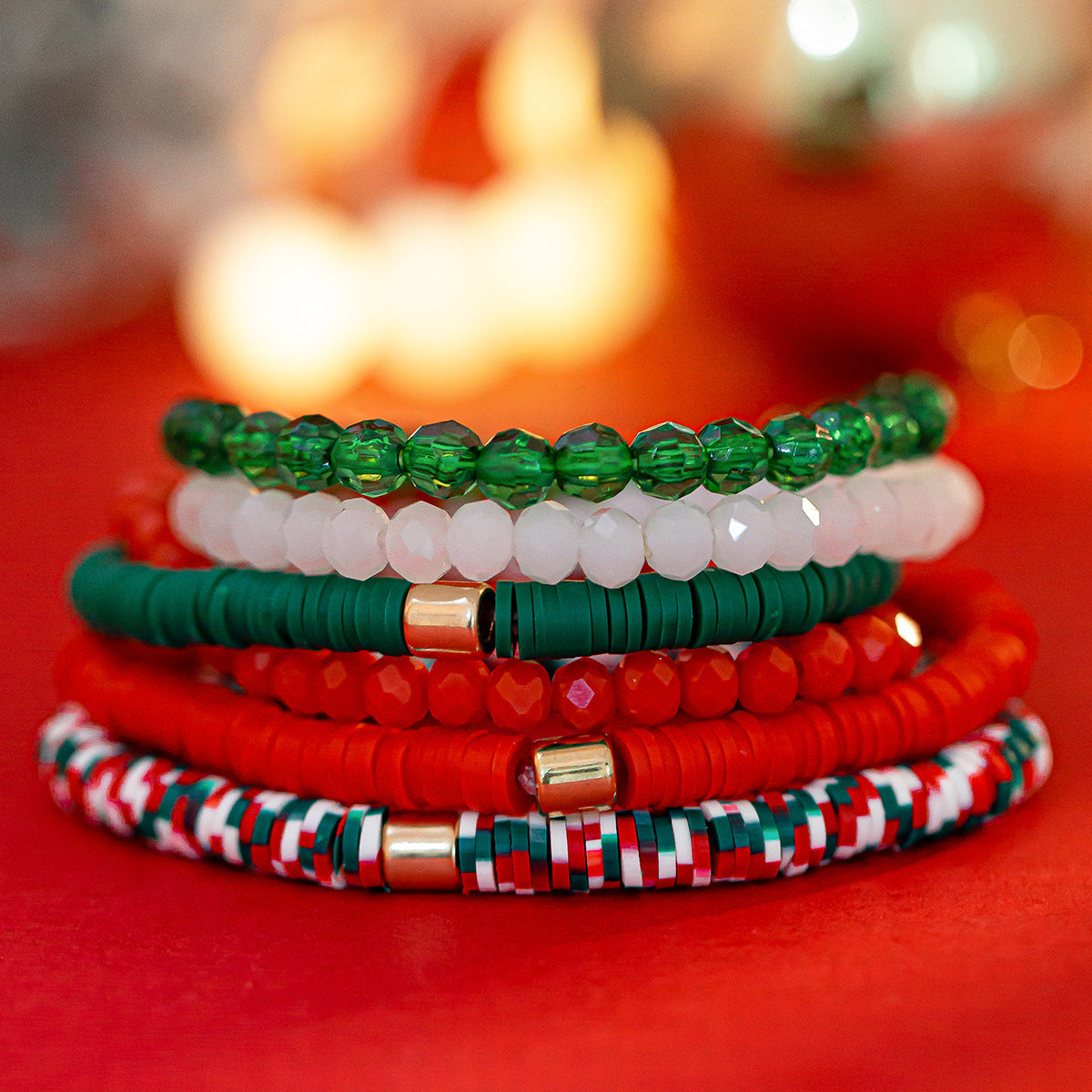 Christmas Clay Beads Bracelet CCB Star Letter Charms