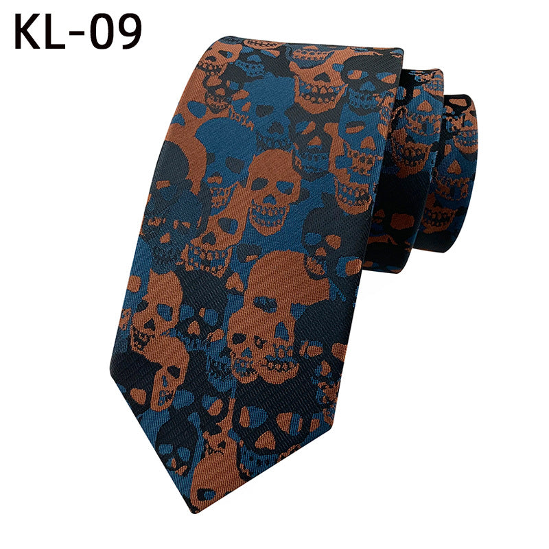 6Cm Narrow Skull Halloween Tie