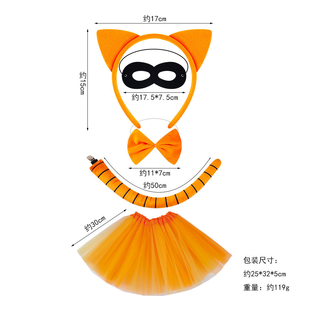 Kids Cosplay Cat Ears Headband Orange Role Play Accessory