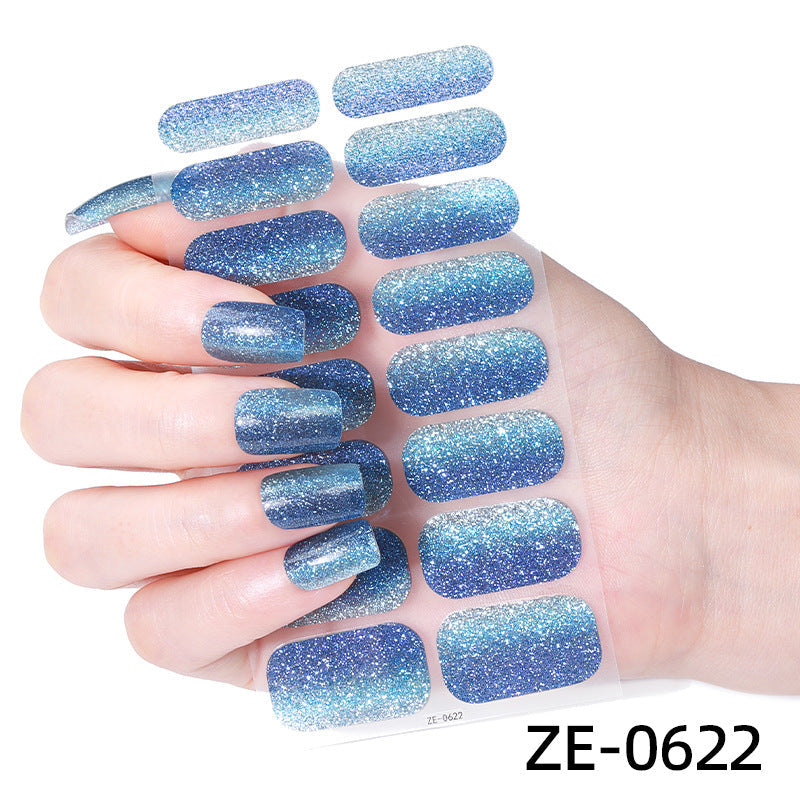 16 Finger Christmas Nail Stickers 3D Gold Foil Nail Art